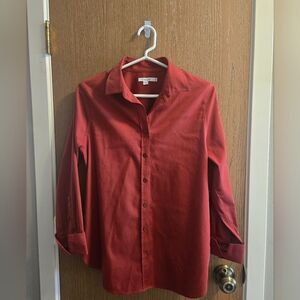 Chico's Burnt Red Casual Button-Down Shirt